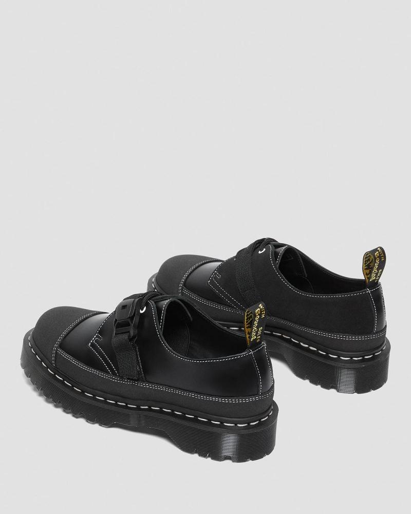 Black Men's Dr Martens 1461 Tech Made in England Buckle Oxfords Shoes | CA 607RVD